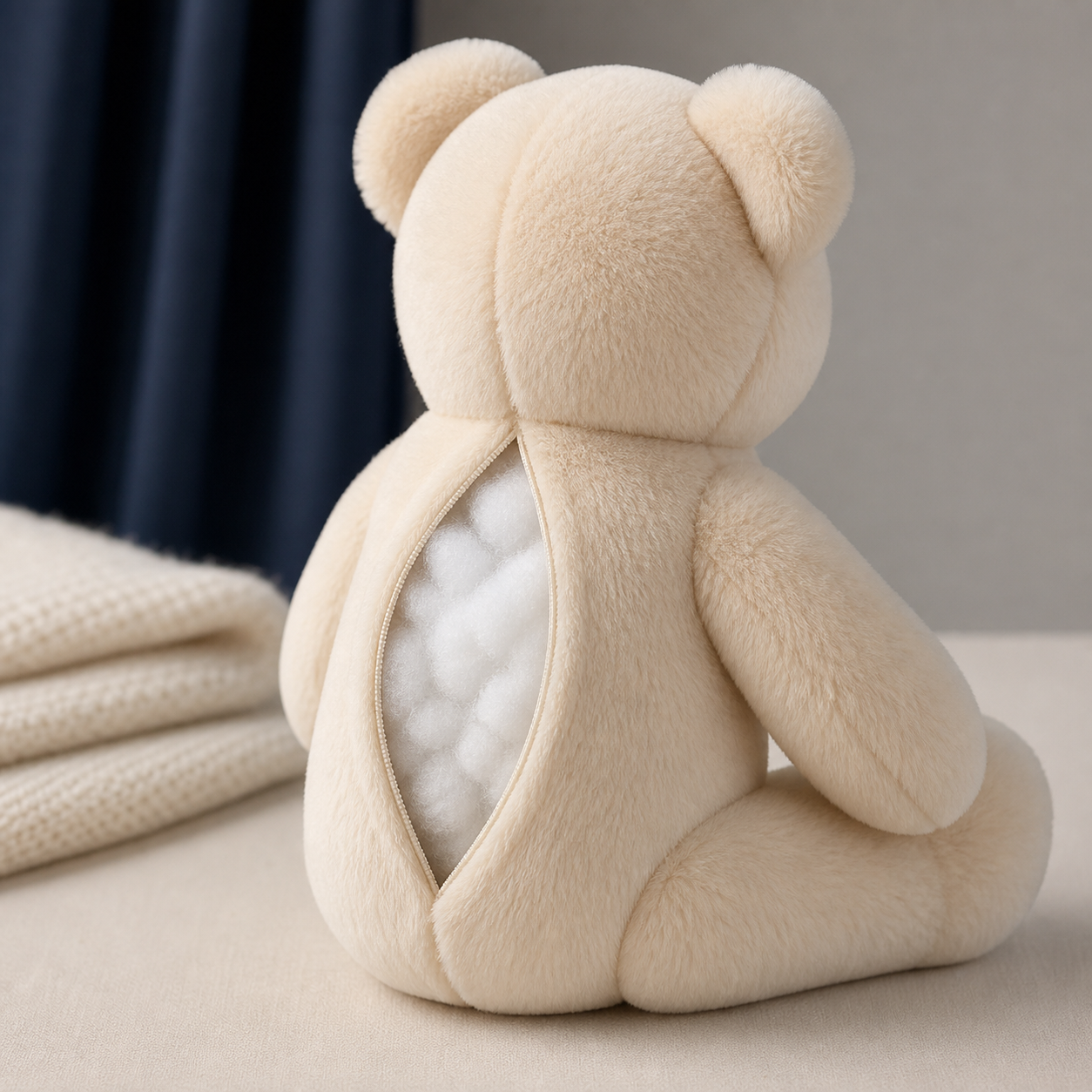 Plush toy with soft fiber filling